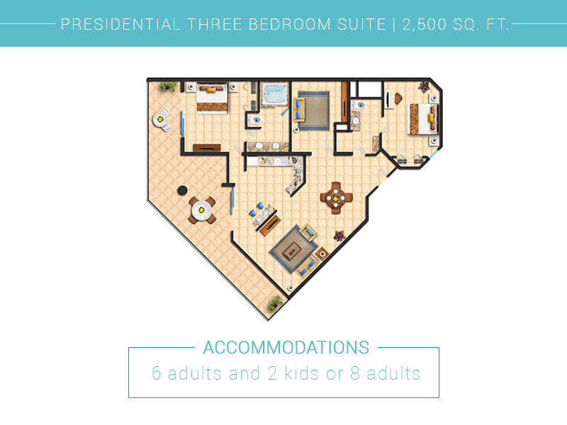 Three bedroom suite floorplan