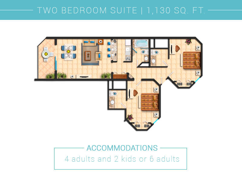 Two bedroom suite floorplan